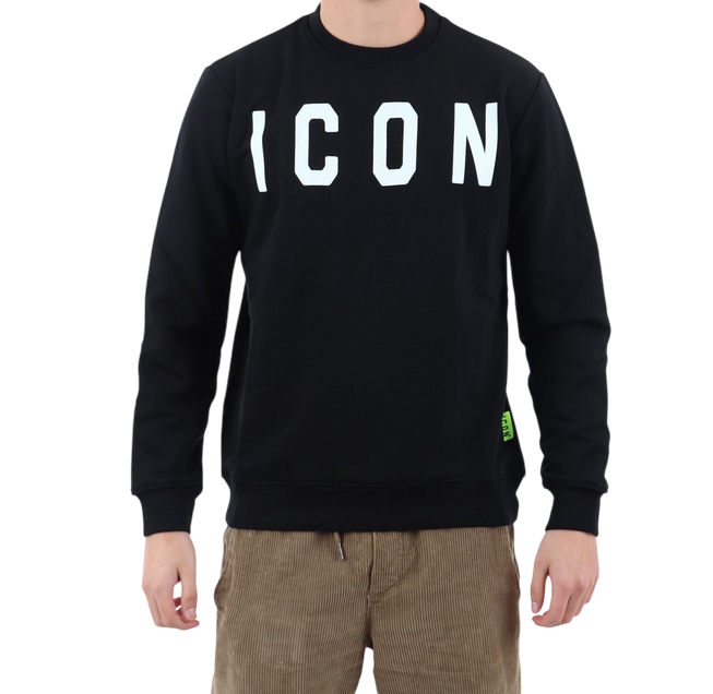 Icon felpa girocollo da uomo con logo grande ICUS2S25F001 nero