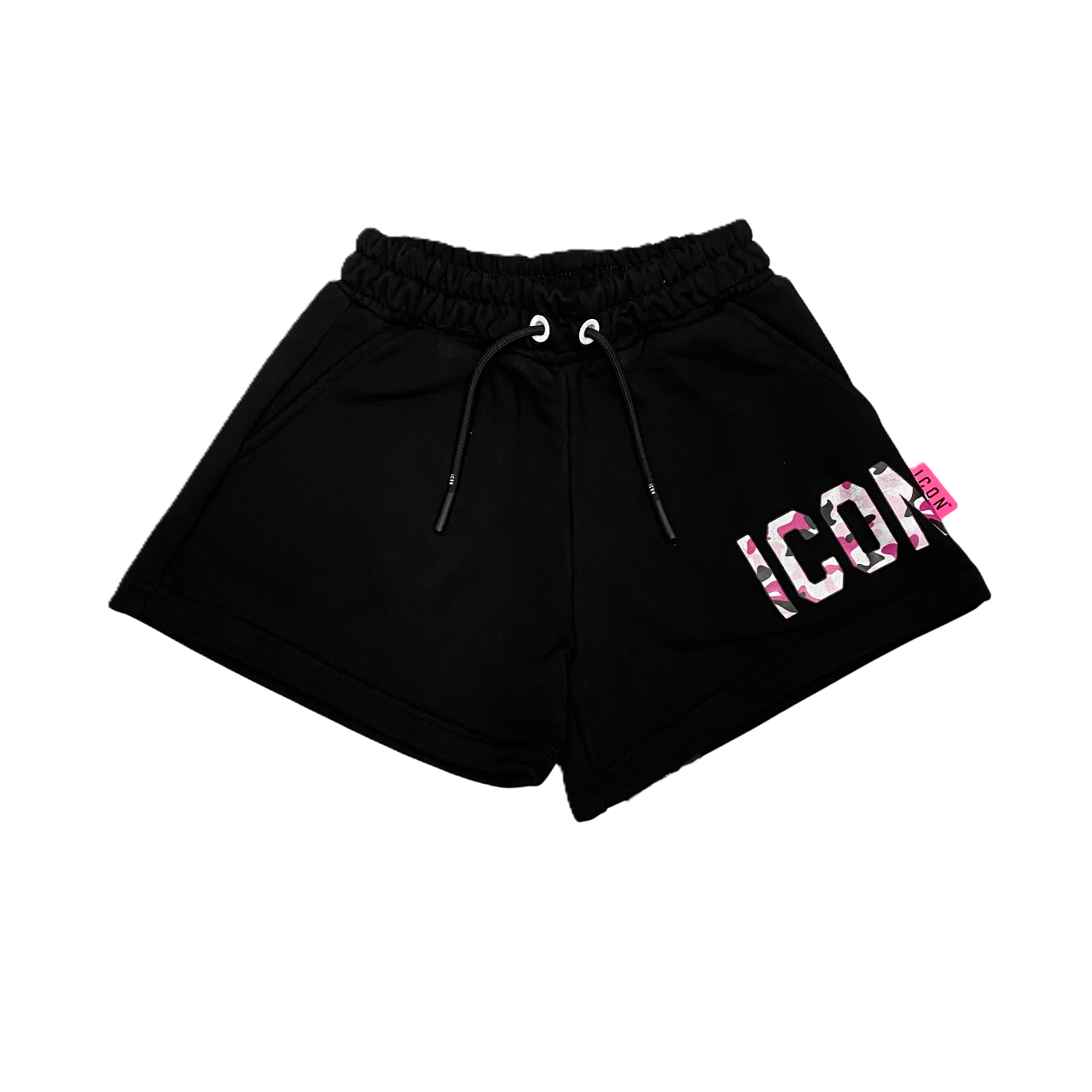 Icon pantaloncino sportivo da ragazza con logo camu IGSH00529 nero-rosa_1