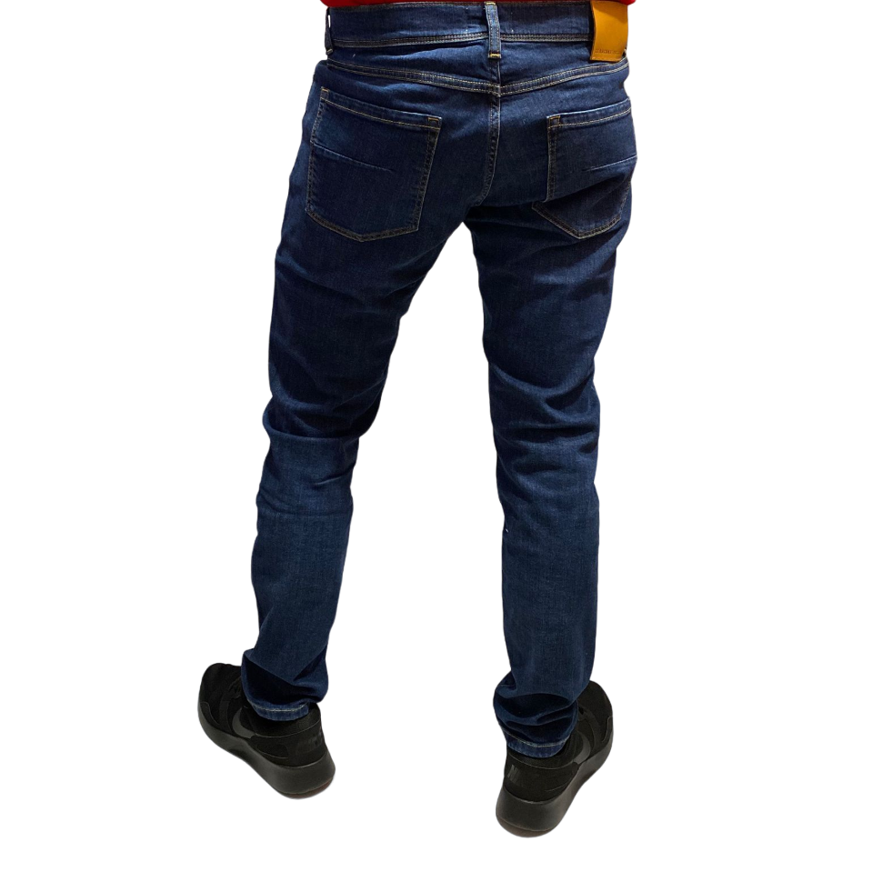 Zero Construction men&#39;s 5 pocket jeans trousers Fabaco dark blue