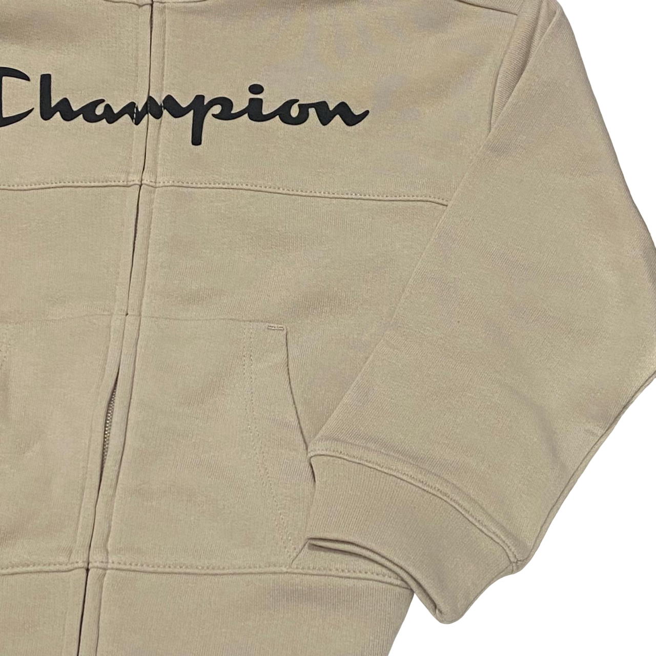 Champion tuta sportiva per la scuola da ragazza con felpa a cerniera intera 404837 ES057 beige-nero