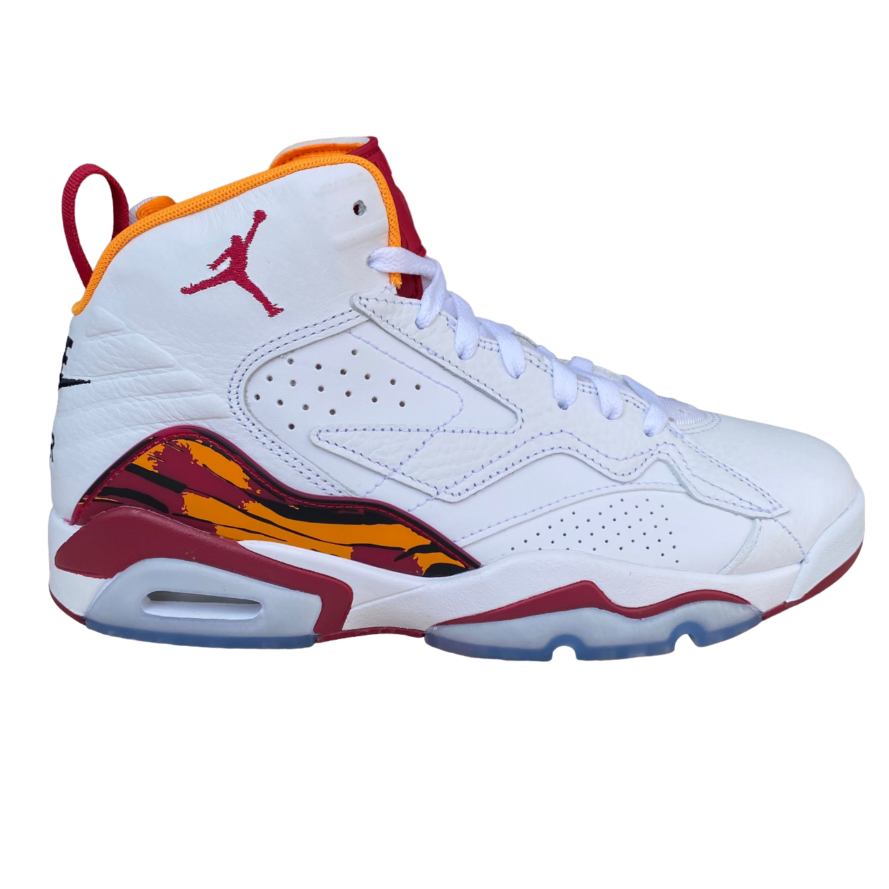 Jordan scarpa sneakers da uomo alta in pelle DZ4475-168 bianco-rosso cordinale