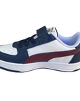 Puma boys' sneakers shoe with elastic and strap Caven 2.0 AC Ps white-jasper red-blue