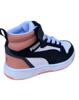 Puma girls' high shoe with lace and strap Rebound V6 AC+PS 393832-07 white-black-pink