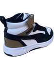 Puma boys' high shoe with lace and strap Rebound V6 AC+PS 393832-08 white-black-chocolate
