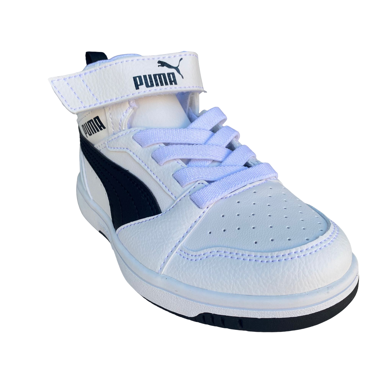 Puma Rebound V6 Mid children&#39;s sneakers shoe 393832 02 white-black