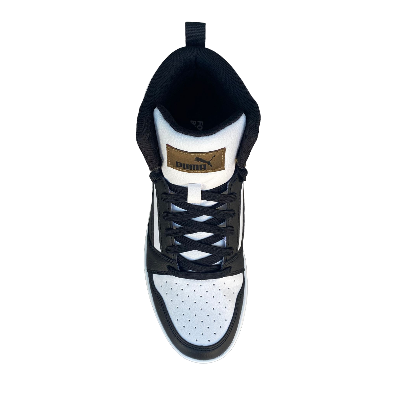 Puma Scarpa sneakers alta da ragazzo Rebound v6 Mid 393831 08 bianco-nero-cioccolato