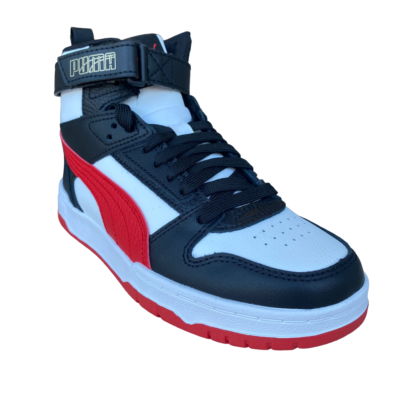 Puma boy&#39;s sneakers shoe RBD Game 386172 08 white-red-black-gold