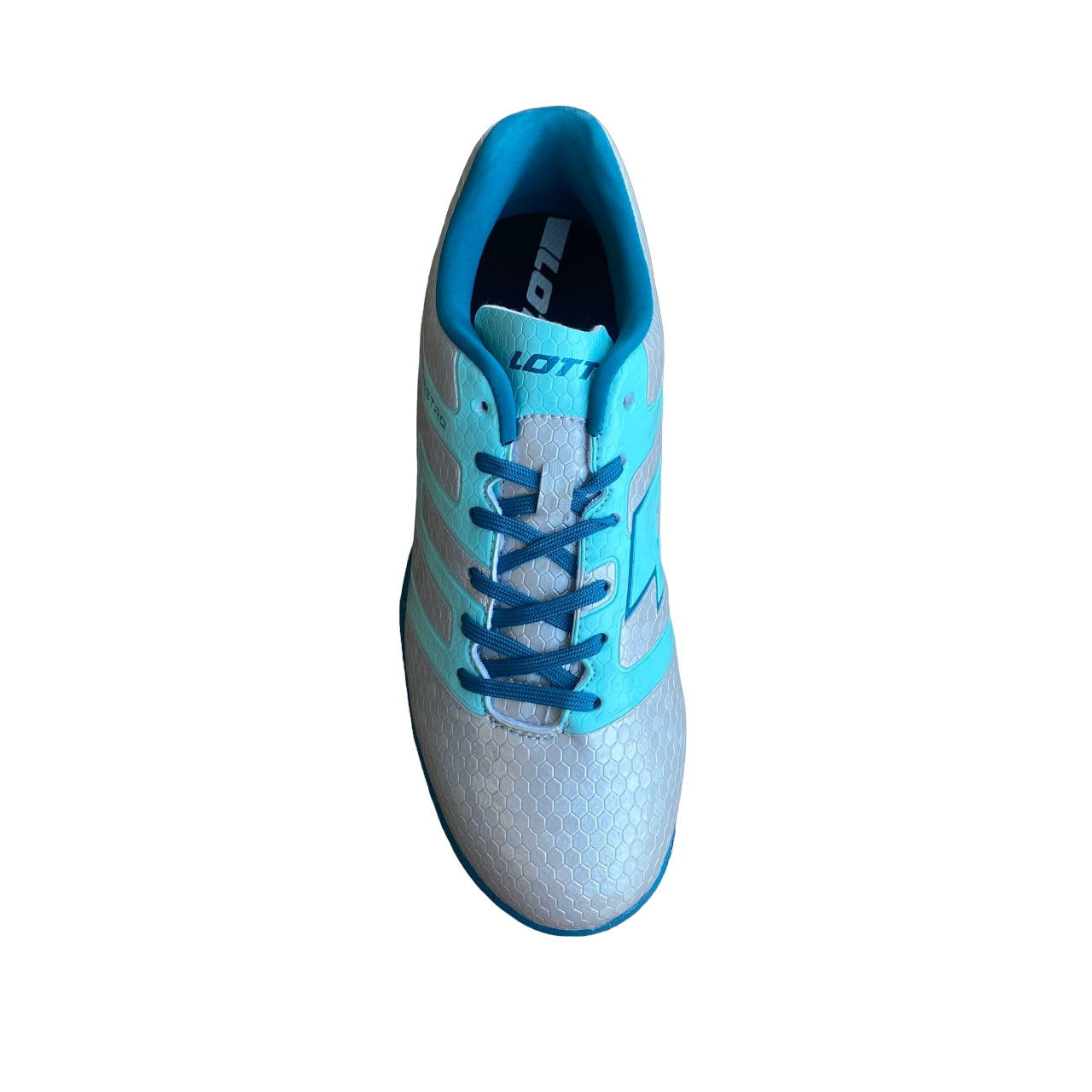 Lotto boy&#39;s synthetic grass soccer shoe Maestro 700 IV TF 214650 AU8 silver-blue