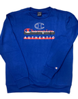 Champion lightweight cotton crewneck sweatshirt with logo on the chest Legacy 306513 BS025 electric blue