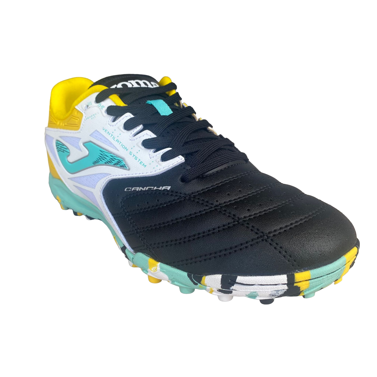 Joma Men&#39;s synthetic grass soccer shoe Cancha 2301 black-white-turquoise