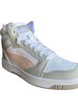 Puma Rebound v6 Mid girl's high sneaker shoe 393831 04 white-pink-grey