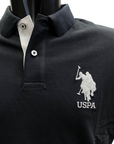 U.S.Polo Assn. Polo manica corta da uomo in cotone piquet con retrocollo a contrasto Kory US41197004 199 nero