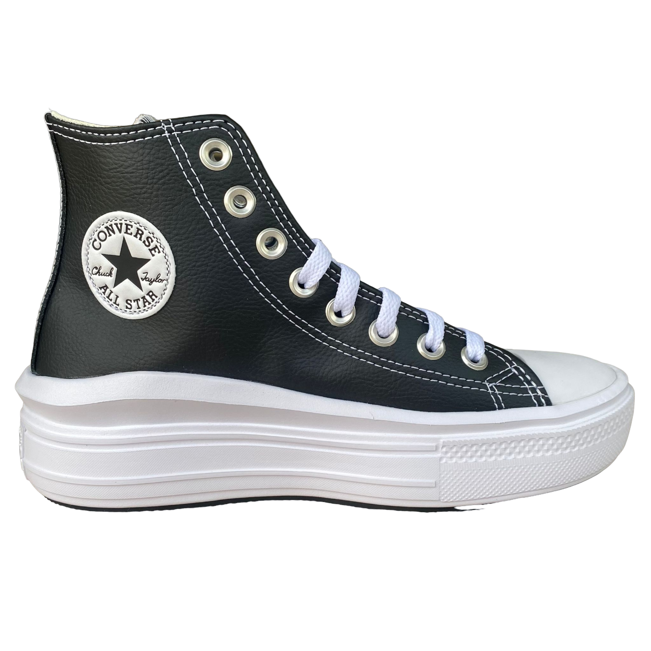 Converse women&#39;s sneakers shoe with leather wedge Chuck Taylor All Star Move A04294C black-white