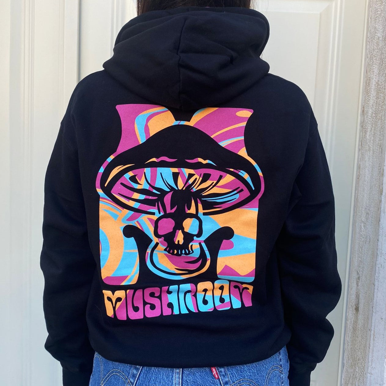 Mushroom men&#39;s hoodie with Logo Pattern print 23031-01 black