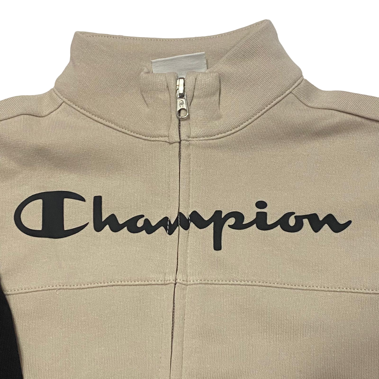 Champion tuta sportiva per la scuola da ragazza con felpa a cerniera intera 404837 ES057 beige-nero