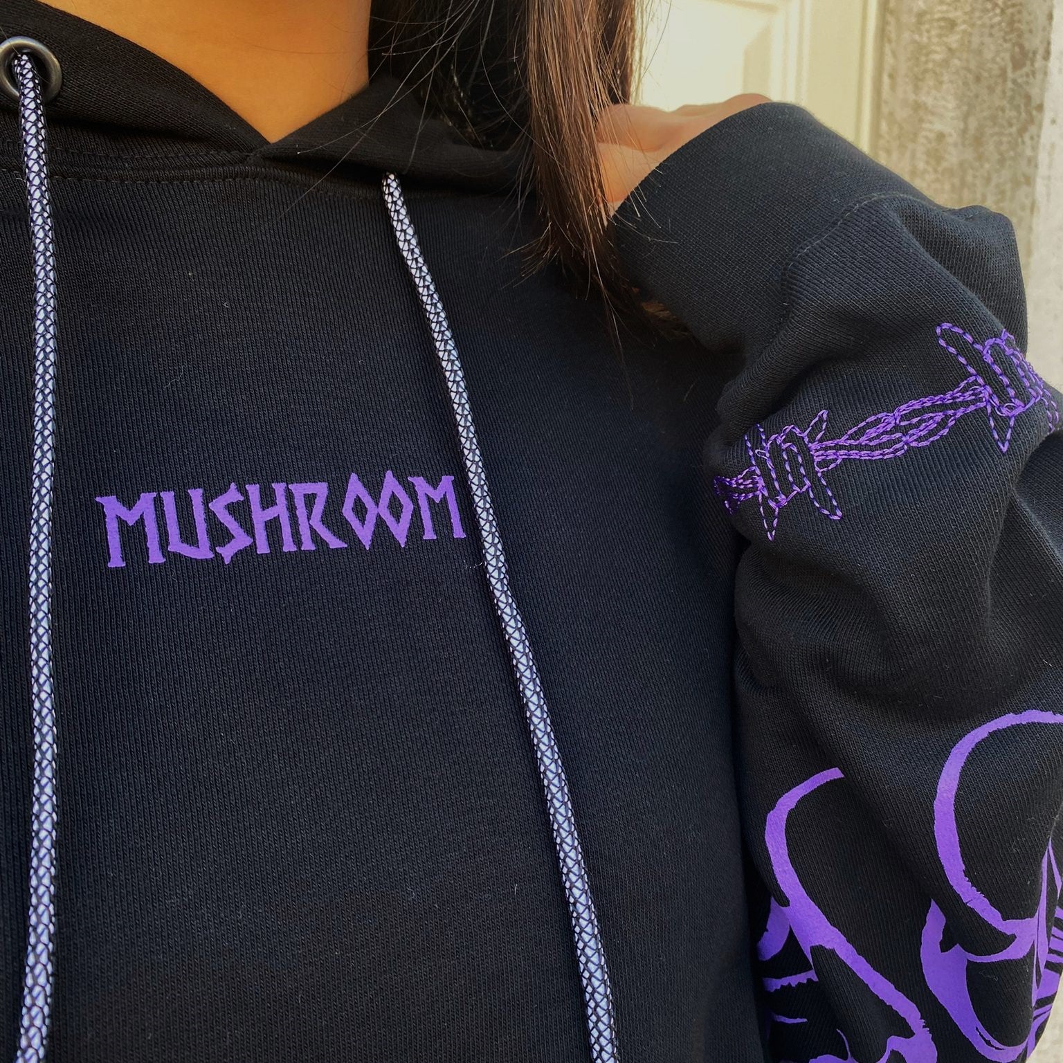 Mushroom men&#39;s hoodie with Flame print 23000-38 black-purple