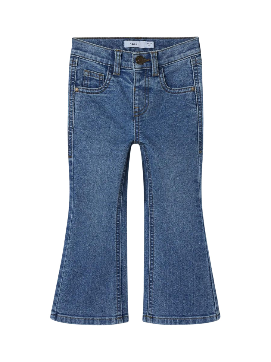 Jeans bambina Name It modello bootcut colore blu medio, vista frontale completa