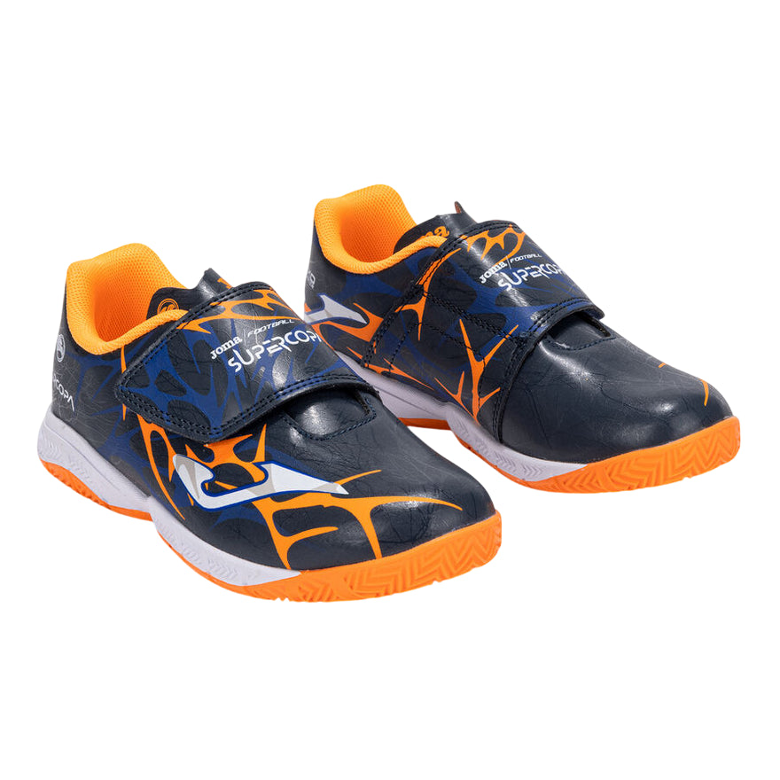 Joma - Scarpe Futsal Junior Super Copa Jr 25 Indoor Blu/Arancione - 3/4