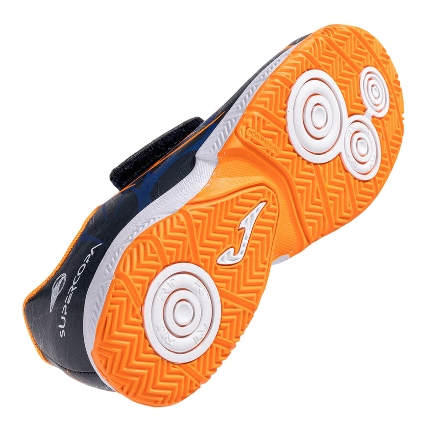 Joma - Scarpe Futsal Junior Super Copa Jr 25 Indoor Blu/Arancione - suola