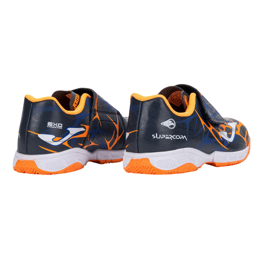 Joma - Scarpe Futsal Junior Super Copa Jr 25 Indoor Blu/Arancione - tallone
