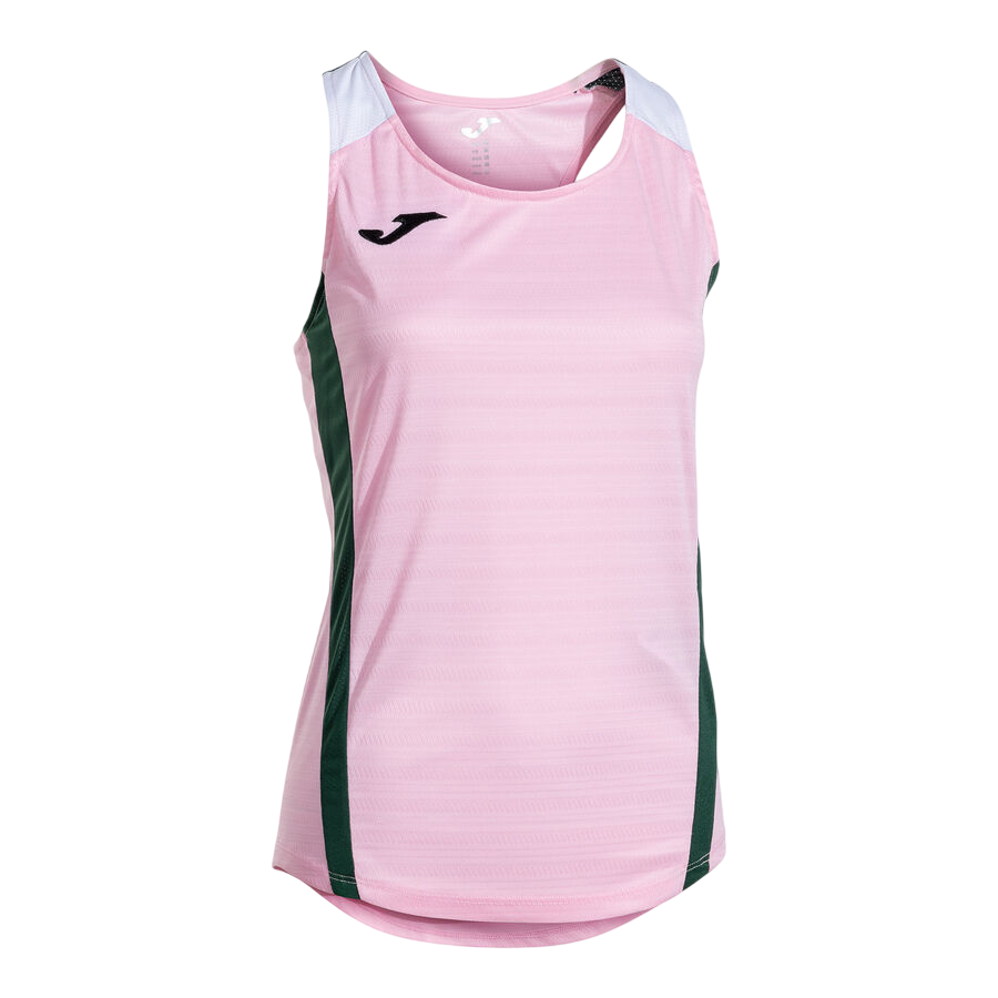 Canotta sportiva Joma rosa da donna, vista frontale, modello 902521.544, ideale per fitness e allenamento, tessuto tecnico traspirante