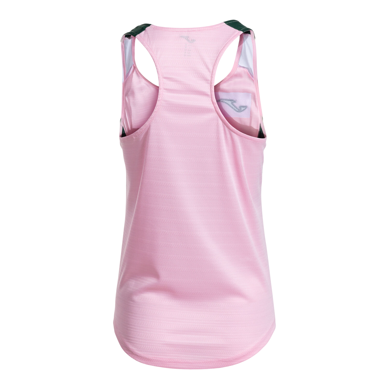 Vista posteriore della canotta sportiva Joma rosa da donna, evidenzia il design elegante e la libertà di movimento per l'allenamento