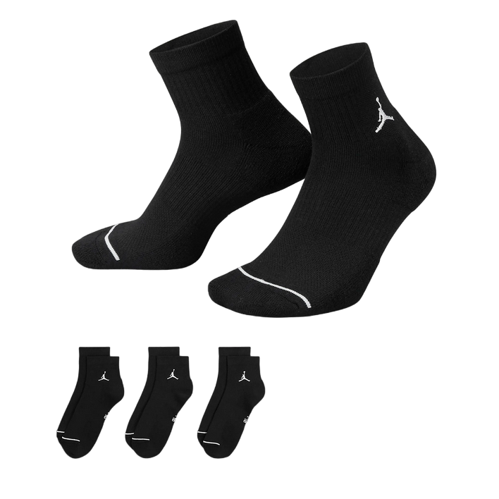Jordan calze alla caviglia Everyday DX9655-010 nero, confezione da 3 paia, vista frontale