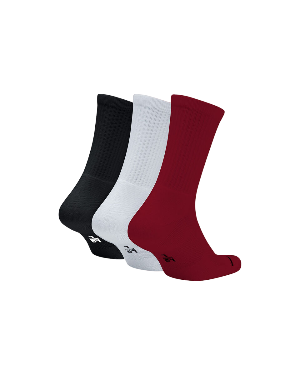 Jordan calza di media lunghezza Everyday SX5545-011 rosso bianco nero confezione da 3 paia