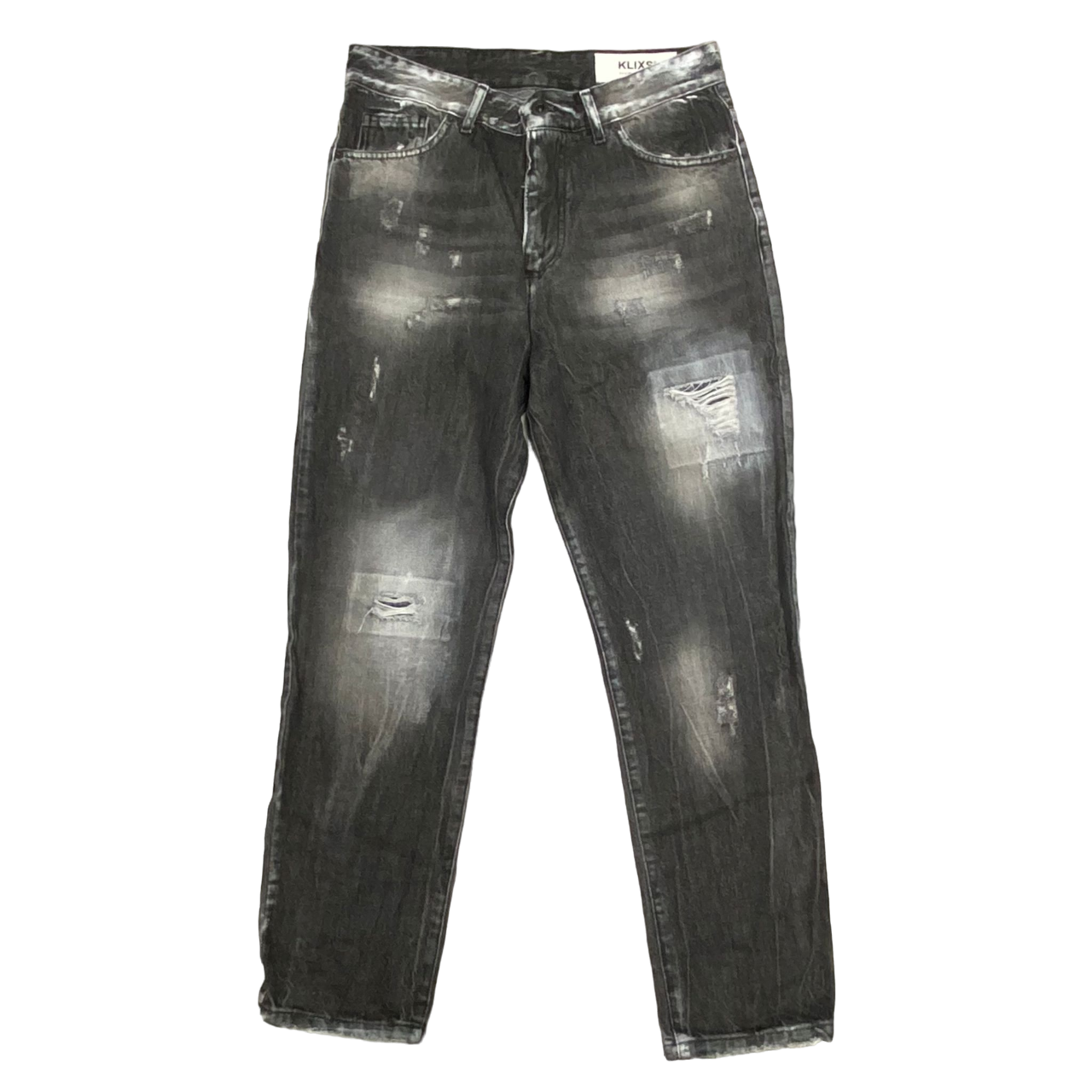 Klixs pantalone jeans da uomo slavato con rotture Kevin 01170UB nero slavato