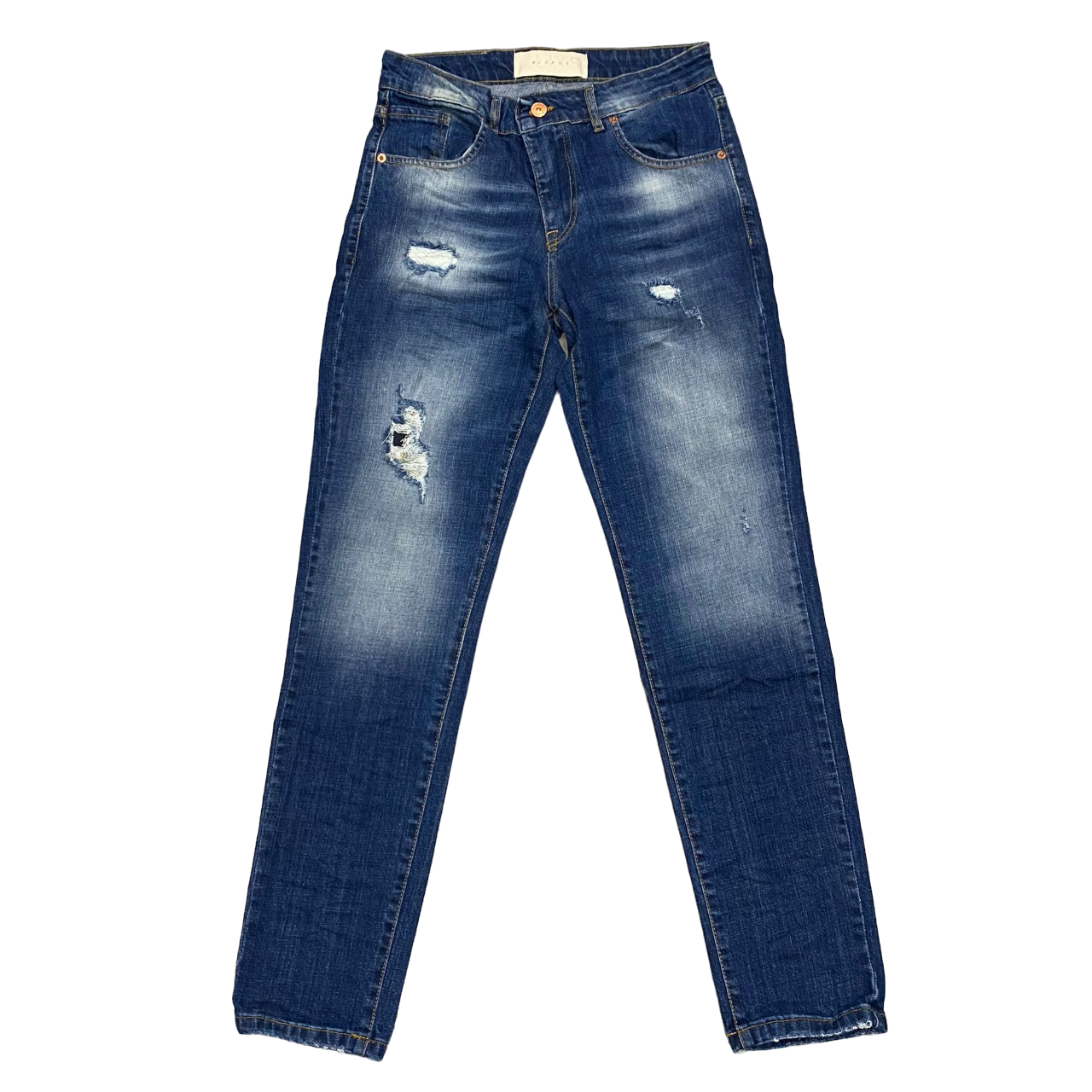 Klixs pantalone jeans da uomo slavato con rotture Mike 01154LU blu slavato