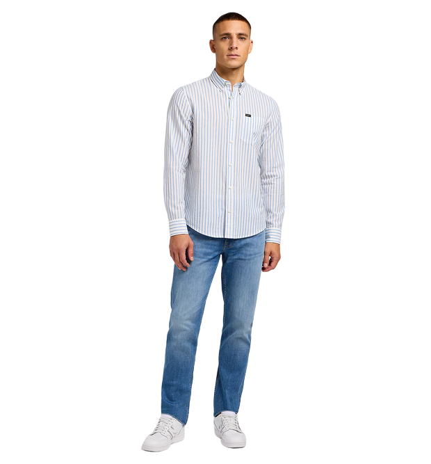 Lee long sleeve men&#39;s shirt with button neck 112349979 light blue white