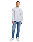 Lee long sleeve men's shirt with button neck 112349979 light blue white