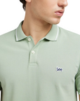 Lee men's short sleeve polo shirt in cotton pique 112349953 sage green