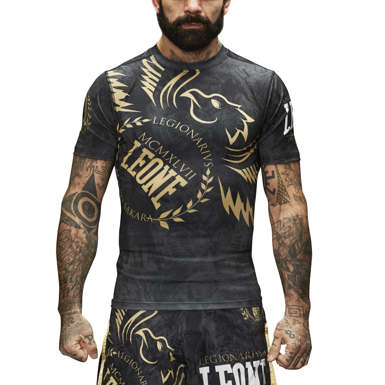 Leone maglia manica corta MMA Rashguard Legionarivs AB925 nero