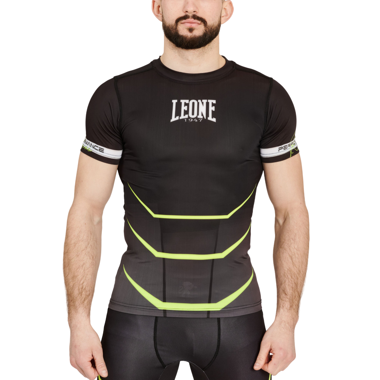 Leone maglia manica corta Rashguard Revo AB927F nero-fluo