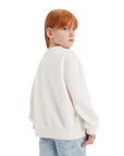 Levi's Kids Girls' crewneck sweatshirt with logo and flower embroidery 4EK796-X1O sugar white