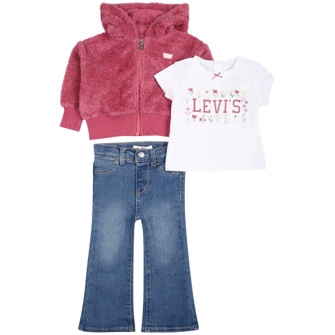 Levi's Kids completo da bimba felpa con maglietta e pantalone 1EK978-AHT rosa