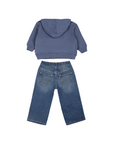 Levi's Kids completo da bimbo felpa con cappuccio-maglietta-pantalone 6EL340 C1E indaco