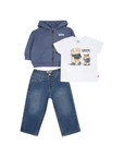 Levi's Kids completo da bimbo felpa con cappuccio-maglietta-pantalone 6EL340 C1E indaco