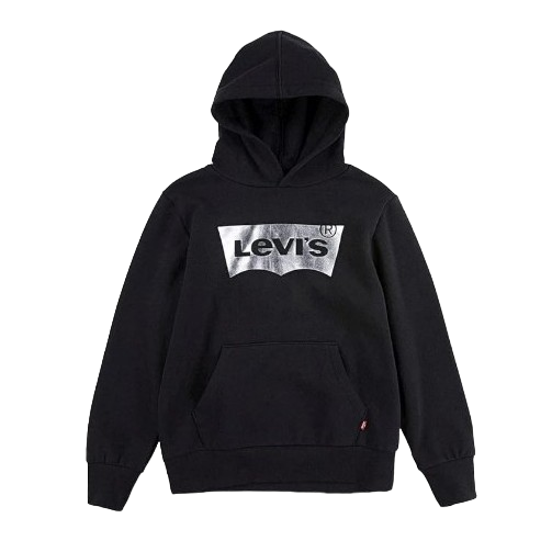 Levi's Kids felpa con cappuccio da ragazza con stampa logo argento 8E0925-K7N nero
