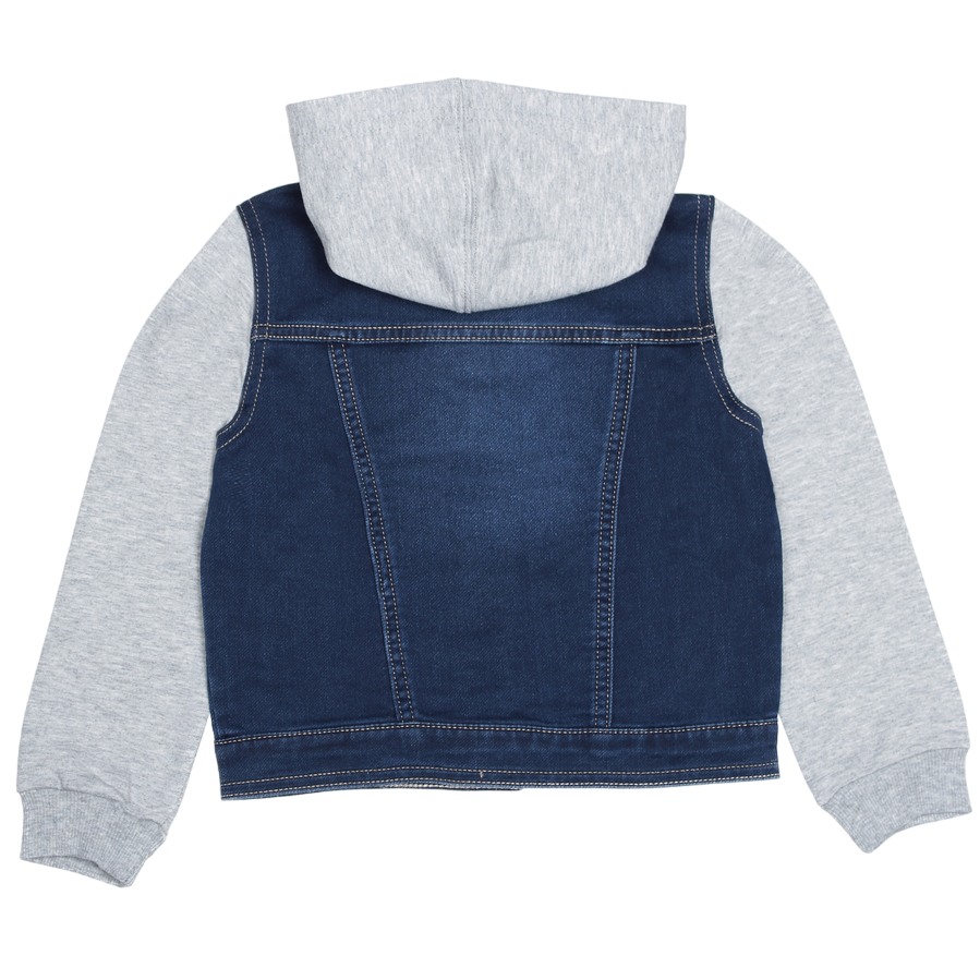 Levi&#39;s Kids cotton jacket with hood for infants 6E8564-D1M dark blue gray