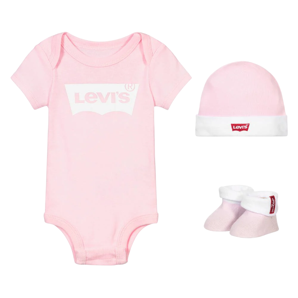 Levi's Kids completo body cappellino e calzini da neonato con logo batwing LL0019-A4U rosa