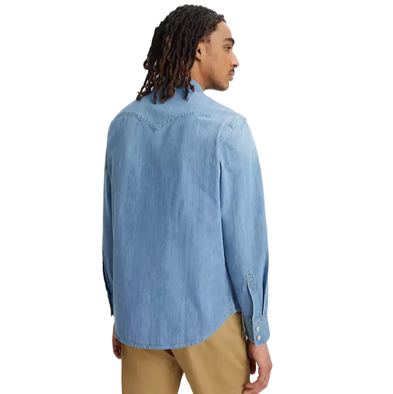 Levi's camicia da uomo in jeans a manica lunga Western Barstow 85744-0047 blu