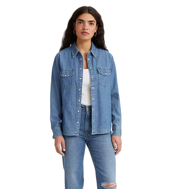Levi&#39;s camicia da donna in jeans Westers Iconic 16786-0017 blu medio