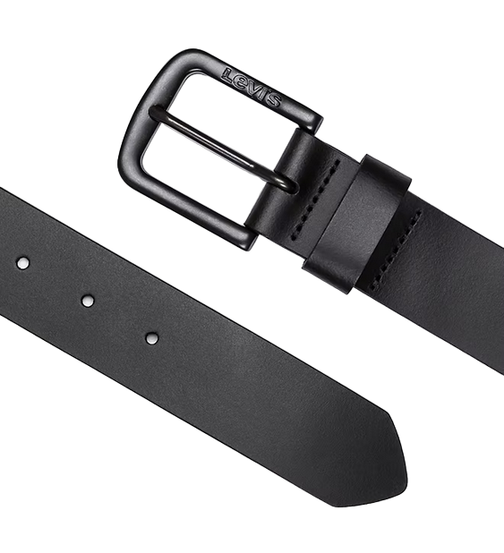 Levi&#39;s Seine leather belt with metal buckle 380190153 59 black