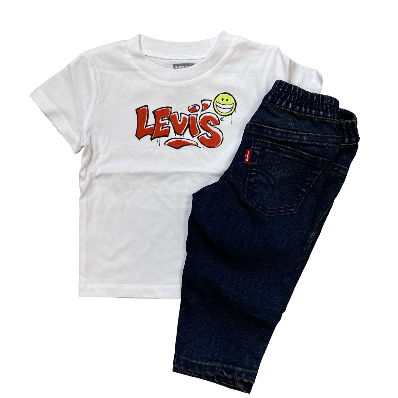Levi&#39;s infant suit with hooded sweatshirt, t-shirt and jeans trousers 6EJ101-G2H gray black