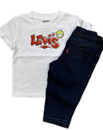 Levi's infant suit with hooded sweatshirt, t-shirt and jeans trousers 6EJ101-G2H gray black