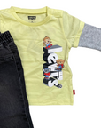 Levi's infant suit long sleeve t-shirt and jeans trousers 6EJ099-ECX bright green black 