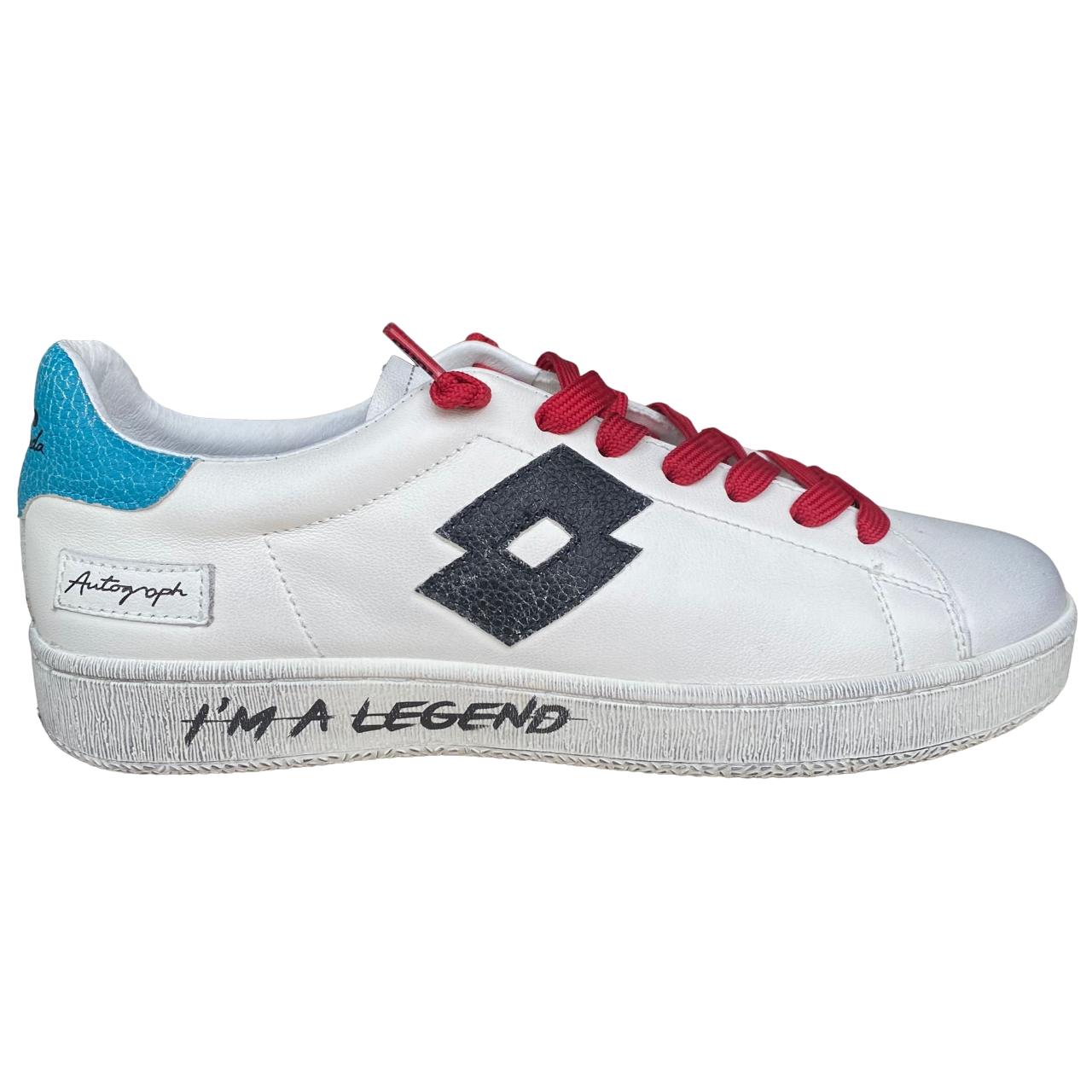 Lotto scarpa sneakers da uomo in pelle Autograph Legend 219568 AJW bianco-nero-blu