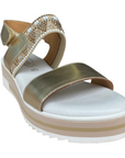 Michelle women's sandal with elastic ankle band and soft footbed velcro OARA1620 gold 